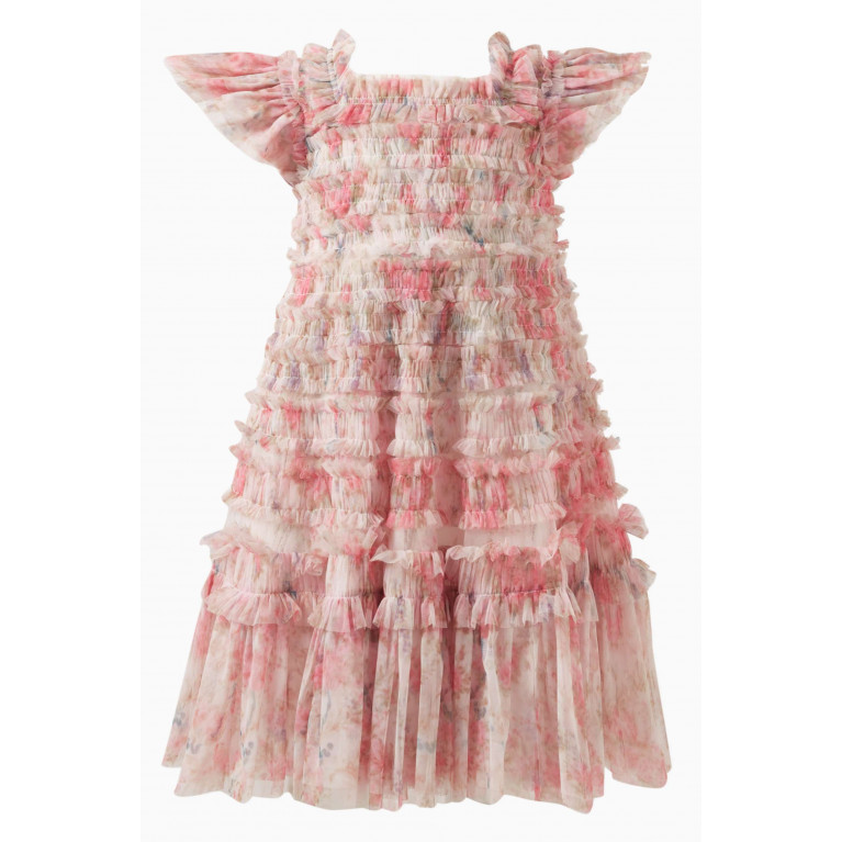 Needle & Thread - Floral Wreath Ruffled Dress in Recycled Tulle