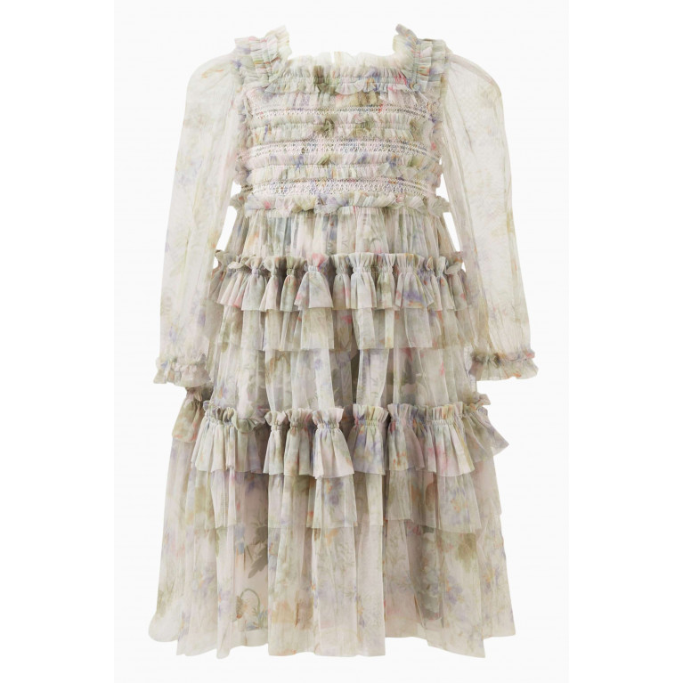 Needle & Thread - Floral Wreath Smocked Dress in Recycled Tulle