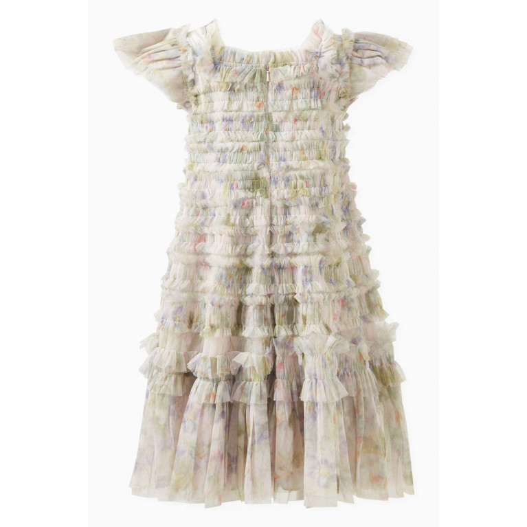 Needle & Thread - Floral Wreath Ruffled Dress in Recycled Tulle