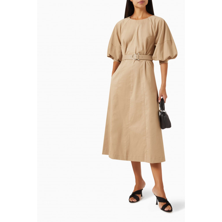 Setre - Belted Midi Dress in Stretch-cotton