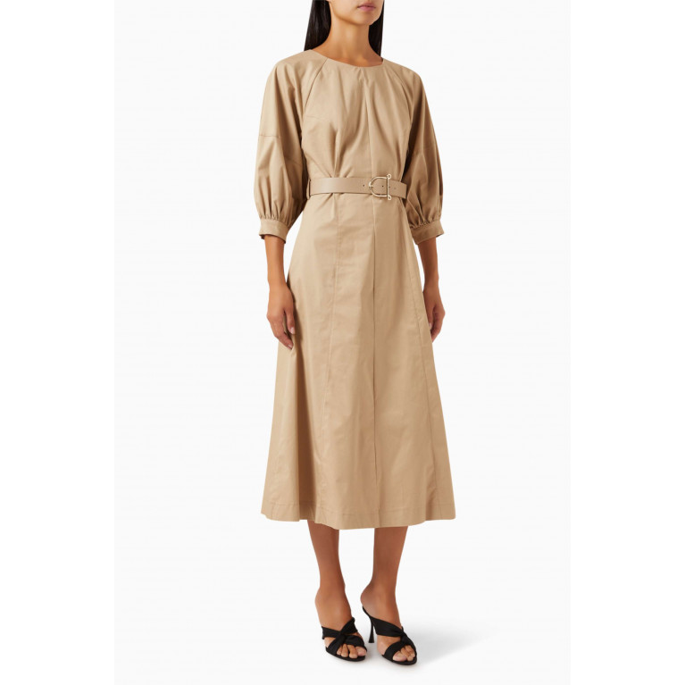 Setre - Belted Midi Dress in Stretch-cotton