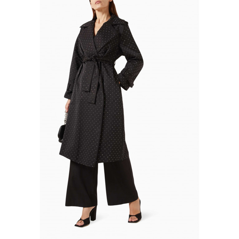 Setre - Embellished Belted Coat Black