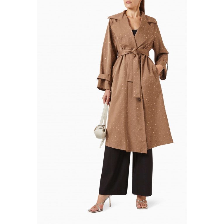 Setre - Embellished Belted Coat Brown