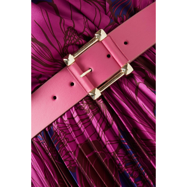 Setre - Pleated Midi Dress in Satin Purple