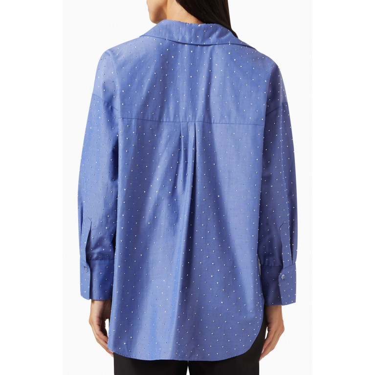 Setre - Embellished Shirt in Cotton-poplin Blue