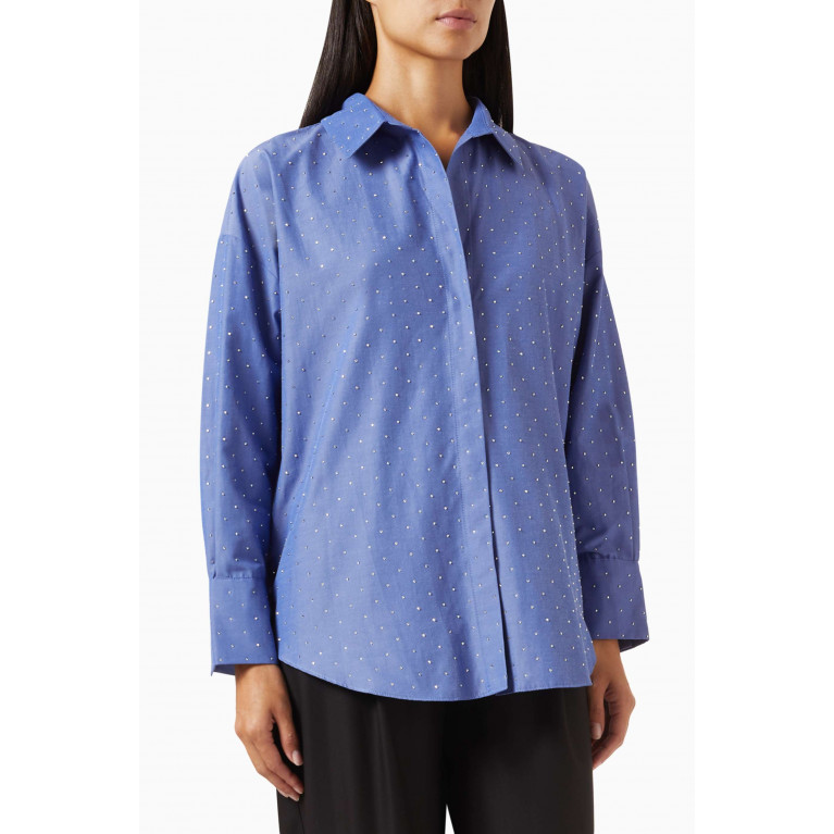 Setre - Embellished Shirt in Cotton-poplin Blue