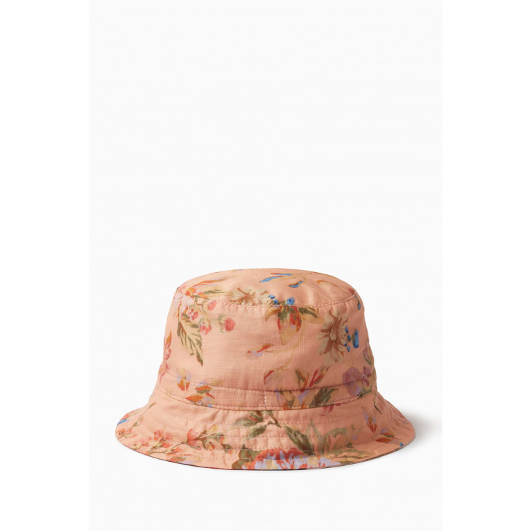 Zimmermann - Floral-print Bucket Hat in Cotton Pink