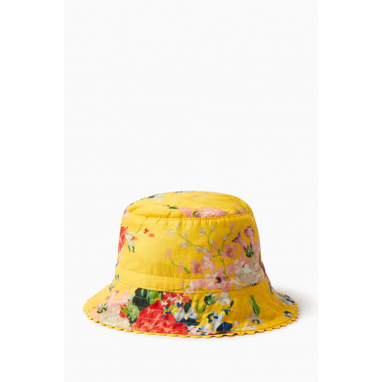 Zimmermann - Floral-print Bucket Hat in Cotton Yellow