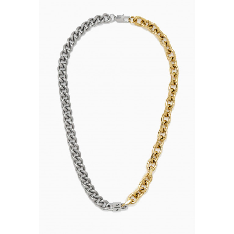 Armani Exchange - AX Logo Two-tone Chain Necklace in Stainless Steel