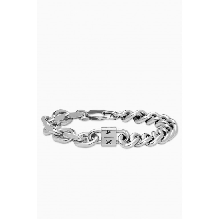 Armani Exchange - AX Logo Chain Bracelet in Stainless Steel
