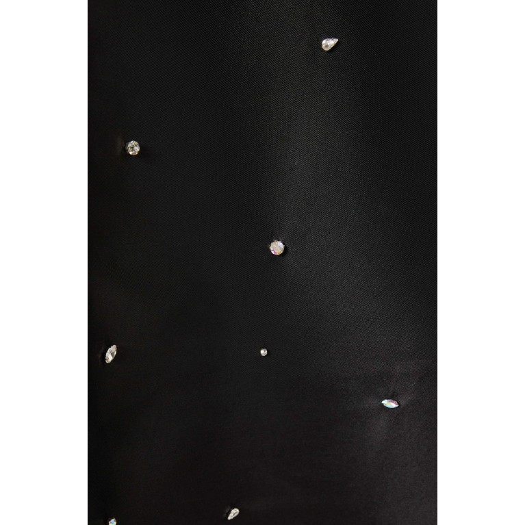 BYK by Beyanki - Crystal-embellished Dress & Cape Set in Brocade Black