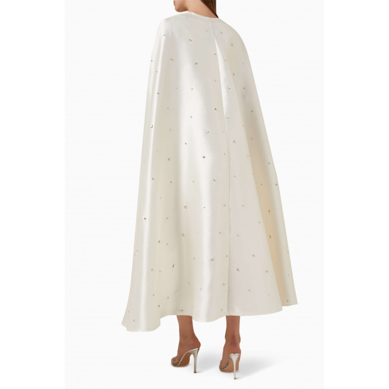 BYK by Beyanki - Crystal-embellished Dress & Cape Set in Brocade White