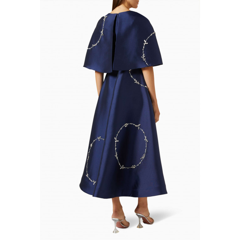 BYK by Beyanki - Embellished Cape-sleeve Dress Blue
