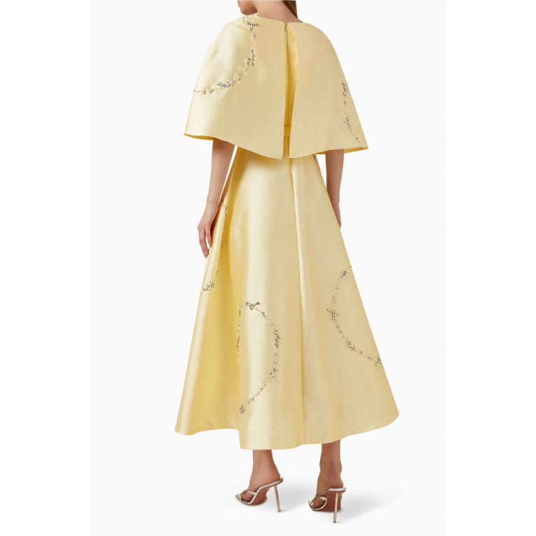 BYK by Beyanki - Embellished Cape-sleeve Dress Yellow