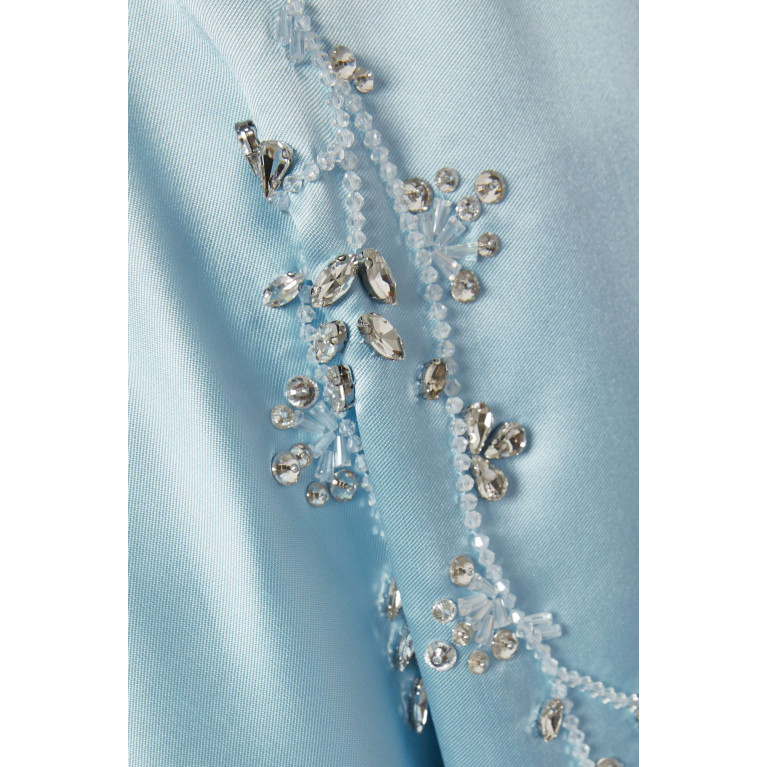 BYK by Beyanki - Embellished Cape-sleeve Dress in Brocade Blue