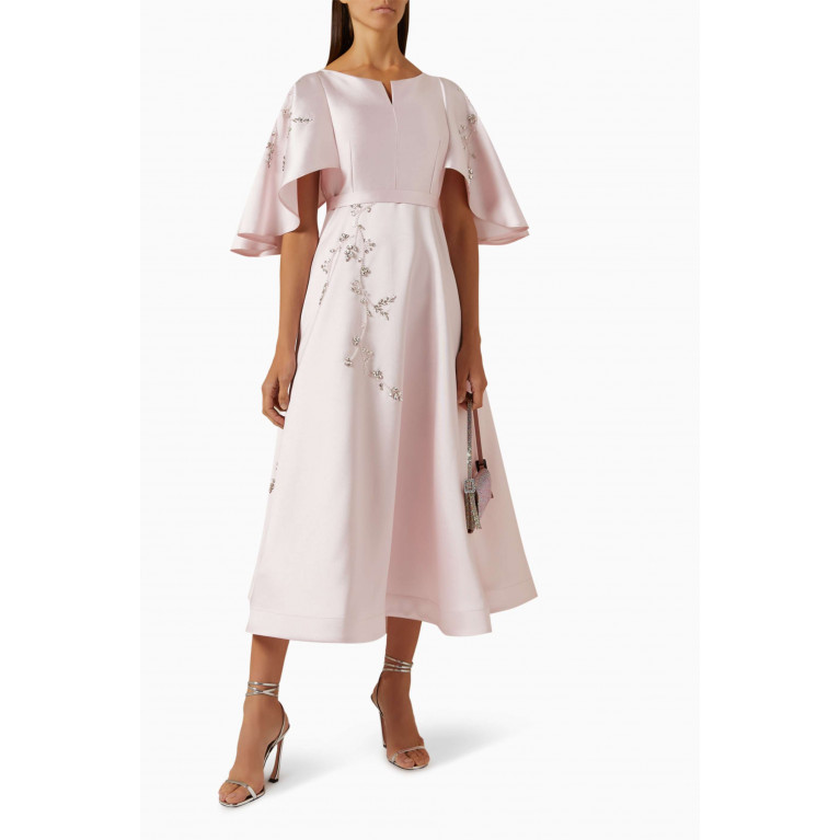 BYK by Beyanki - Embellished Cape-sleeve Dress in Brocade Pink