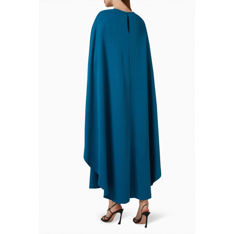 BYK by Beyanki - Embellished Cape & Jumpsuit Set in Stretch-crepe Blue