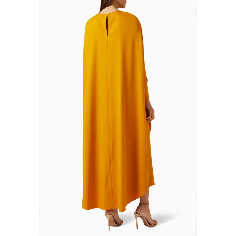 BYK by Beyanki - Embellished Cape & Jumpsuit Set in Stretch-crepe Yellow