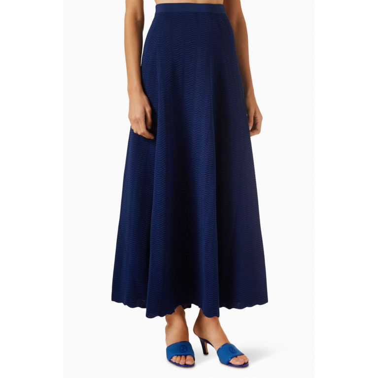 Giorgio Armani - Love Dubai Long Skirt in Ottoman Wave Knit Blue