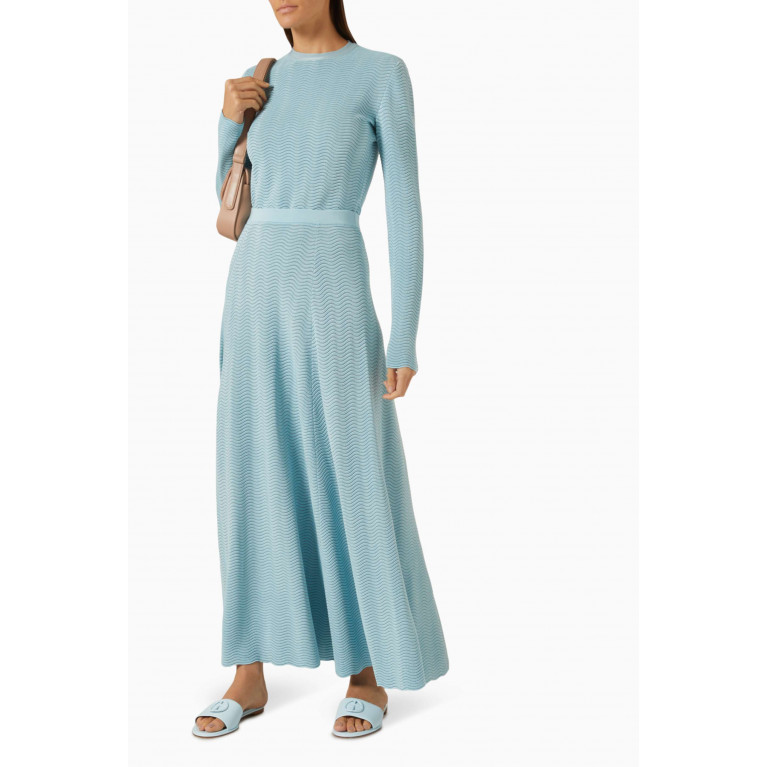 Giorgio Armani - Love Dubai Maxi Skirt in Ottoman Wave Knit Blue