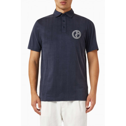 Giorgio Armani - Logo Polo Shirt in Cupro-cotton Blend Blue