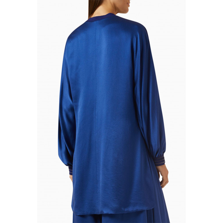 Giorgio Armani - Zip-up Shirt Jacket in Silk-crepe Blue