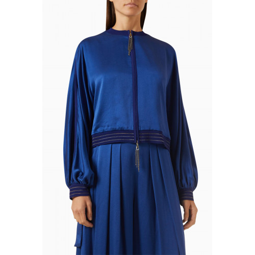 Giorgio Armani - Zip-up Shirt Jacket in Silk-crepe Blue
