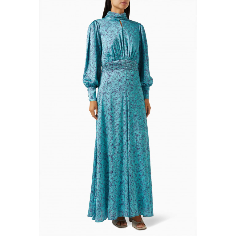 Latifa - Daisy Printed Maxi Dress in Satin