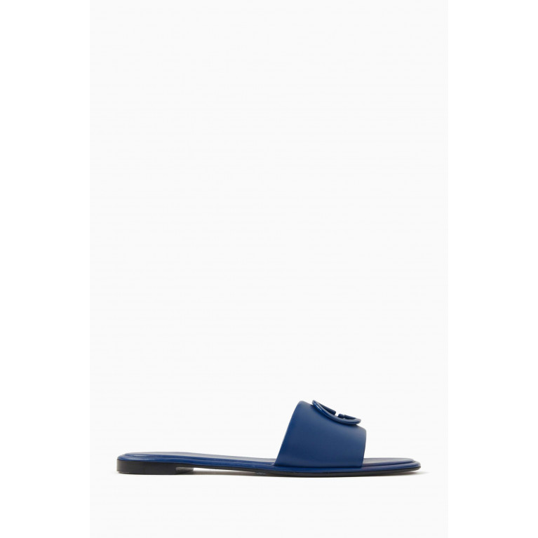 Giorgio Armani - Love Capsule Charlotte Flat Sandals in Leather Blue