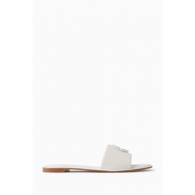 Giorgio Armani - Love Capsule Charlotte Flat Sandals in Leather White