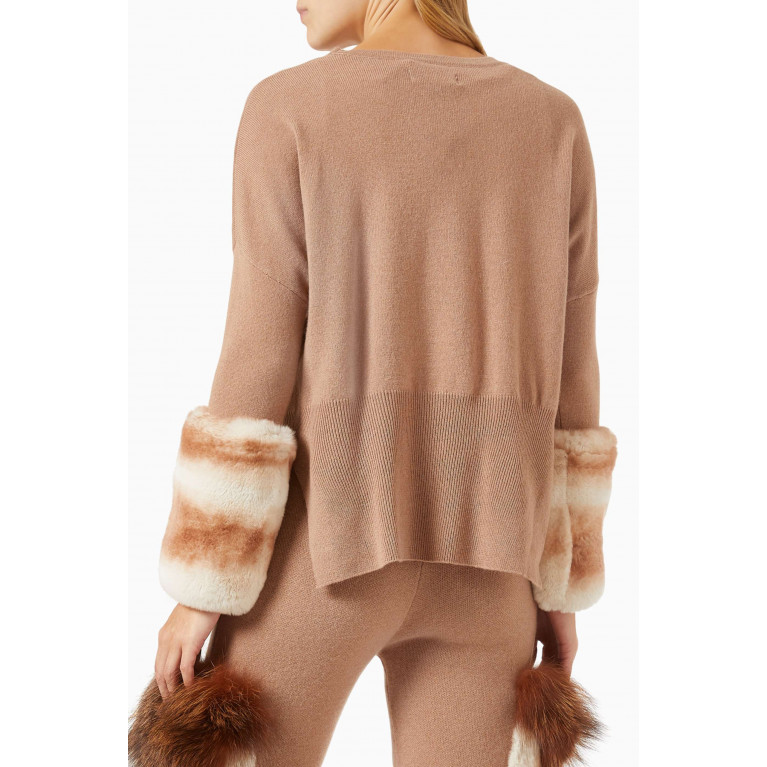 Izaak Azanei - Rabbit Fur Cuffs Sweater in Merino Cashmere-blend
