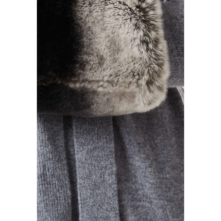 Izaak Azanei - Rabit Fur Cuffs Belted Long Cardigan in Merino Wool