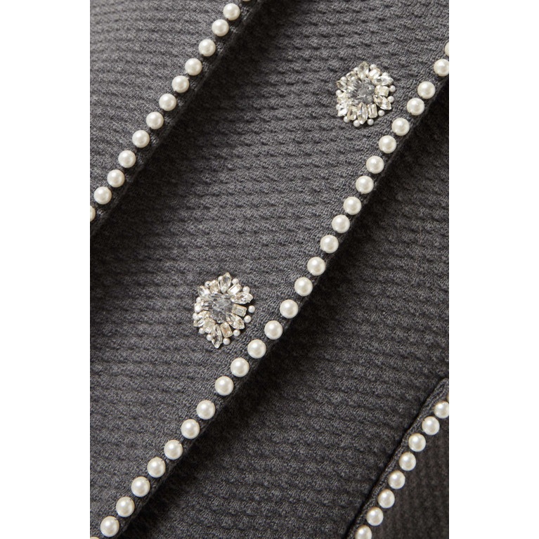 Izaak Azanei - Pearl-embellished Fringed Coat in Cotton-knit