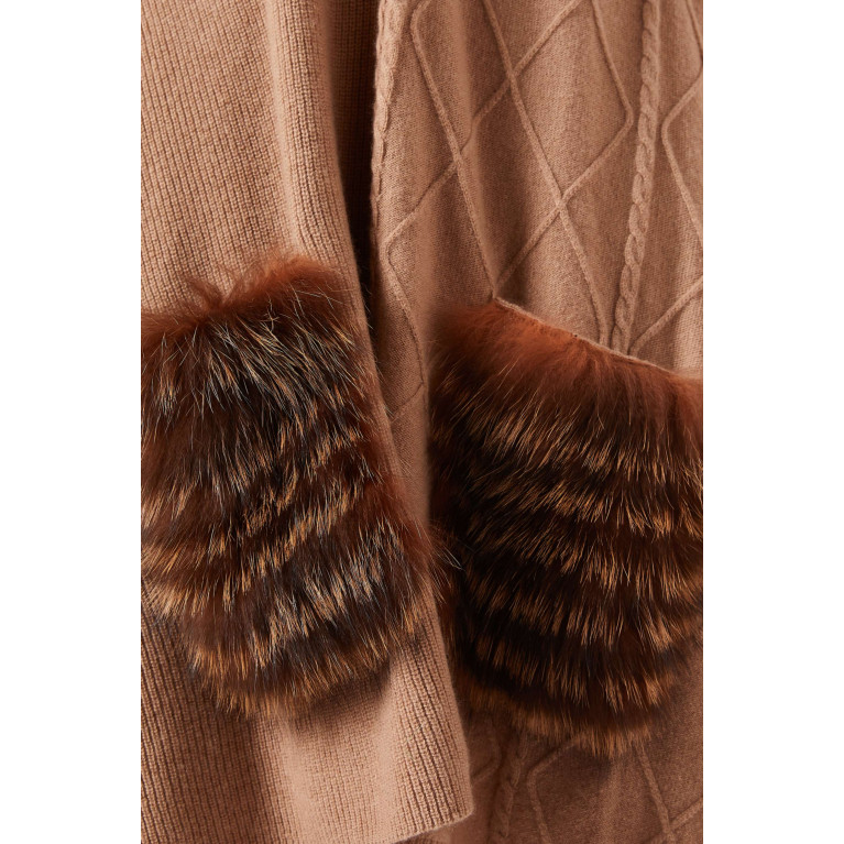 Izaak Azanei - Fox Fur-trim Poncho in Merino Wool