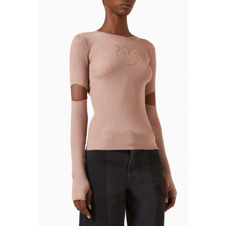 PINKO - Logo-embossed Top in Ribbed-knit