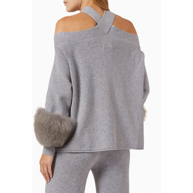 Izaak Azanei - Fox-fur Cuff Halterneck Sweater in Wool-knit