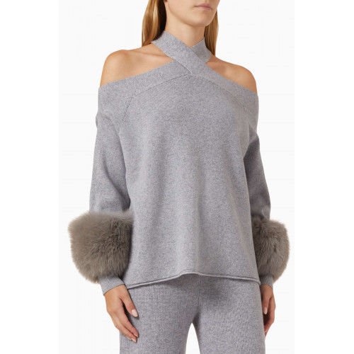 Izaak Azanei - Fox-fur Cuff Halterneck Sweater in Wool-knit