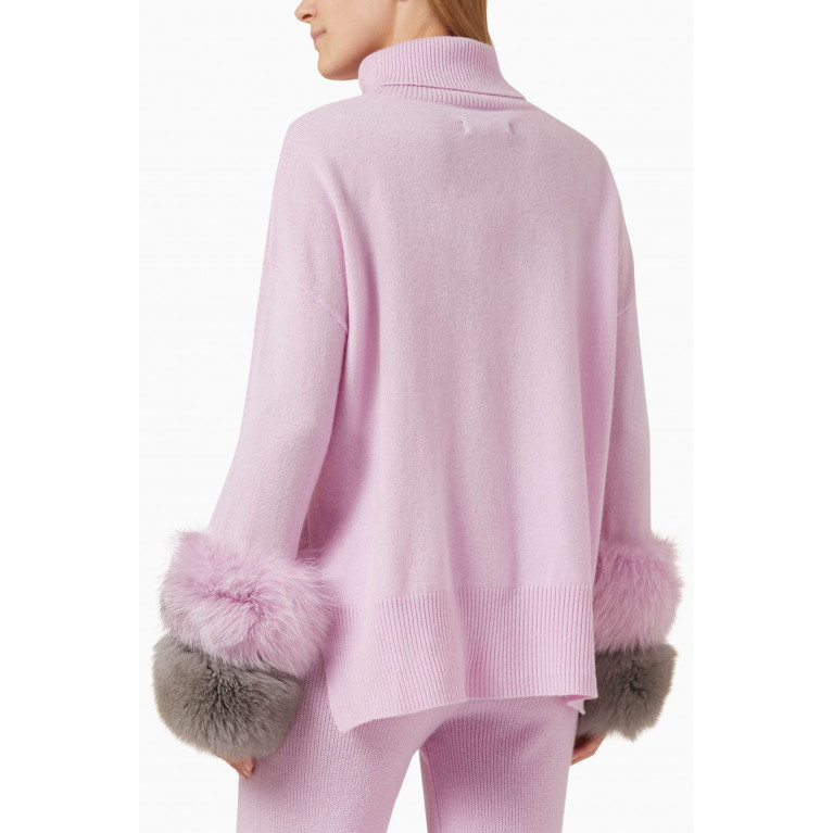 Izaak Azanei - Fox-fur Cuff Polo Sweater in Wool-knit