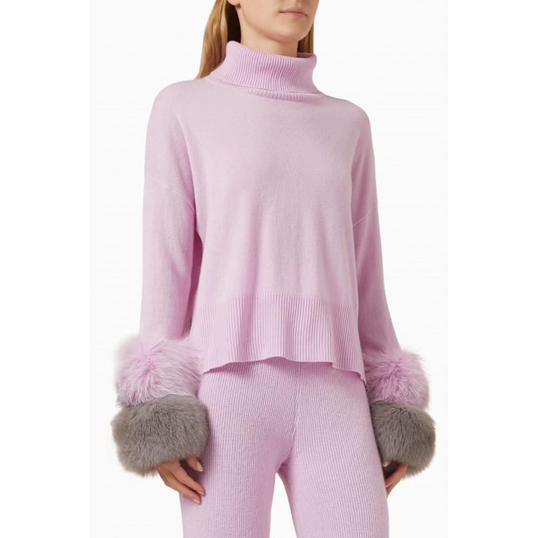 Izaak Azanei - Fox-fur Cuff Polo Sweater in Wool-knit