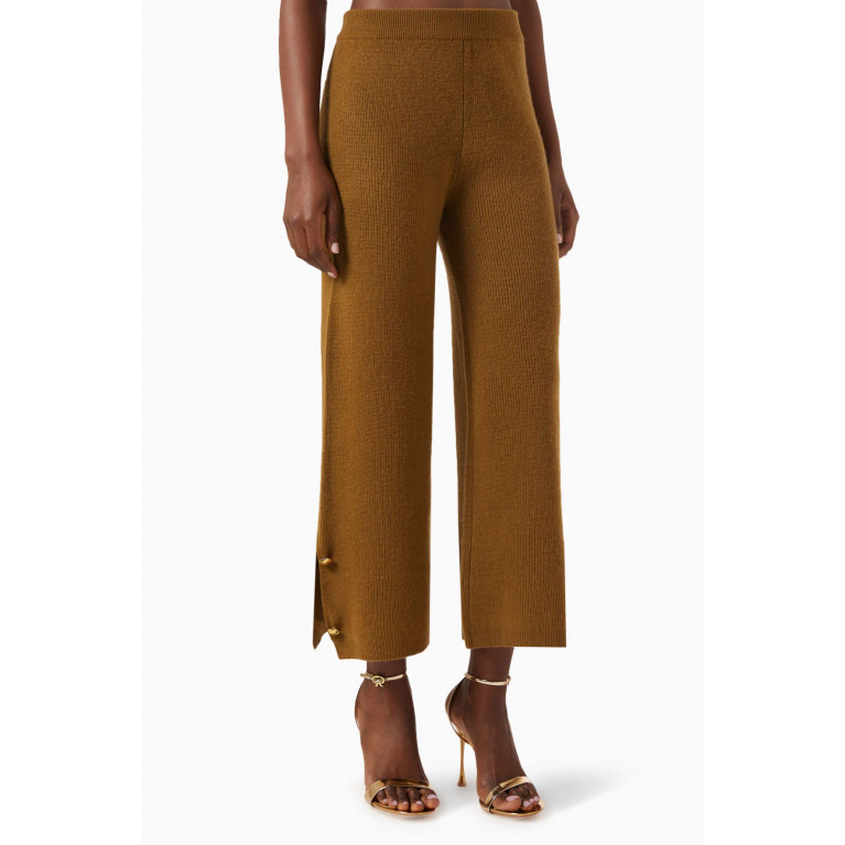 Izaak Azanei - Cropped Pants with Button Detail in Wool-cashmere Knit