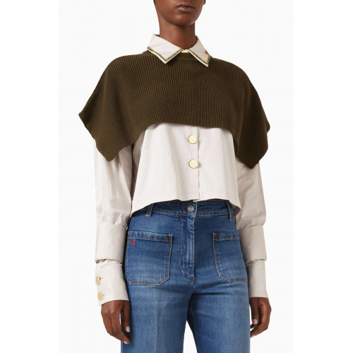 Izaak Azanei - Embellished Shirt with Knit Cape in Cotton