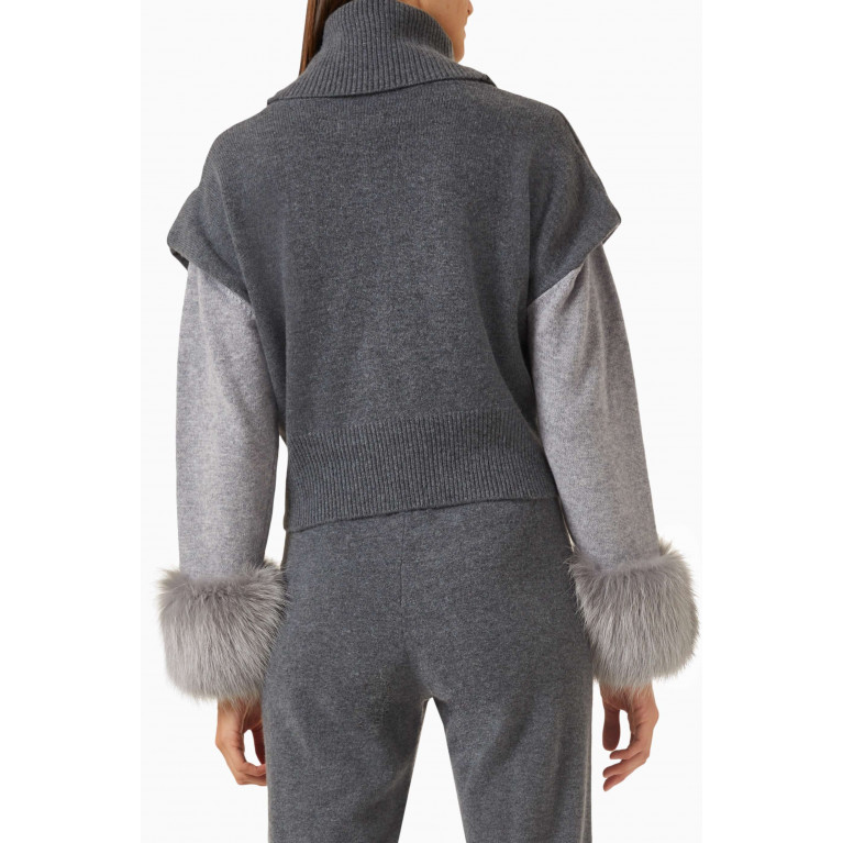 Izaak Azanei - High-neck Layered Sweater in Merino Wool
