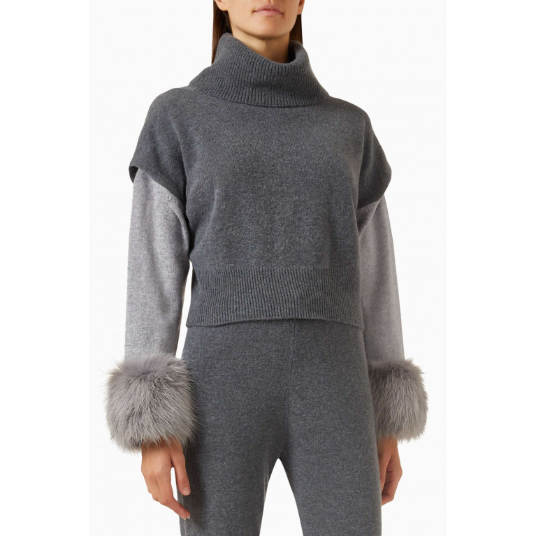 Izaak Azanei - High-neck Layered Sweater in Merino Wool