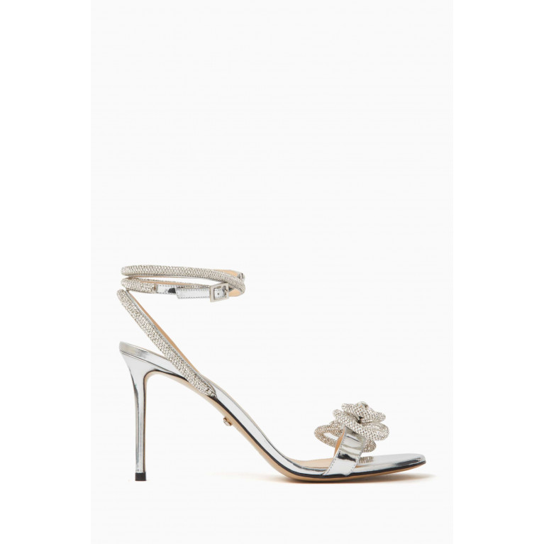 Mach&Mach - Double Bow 95 Sandals in Metallic Leather
