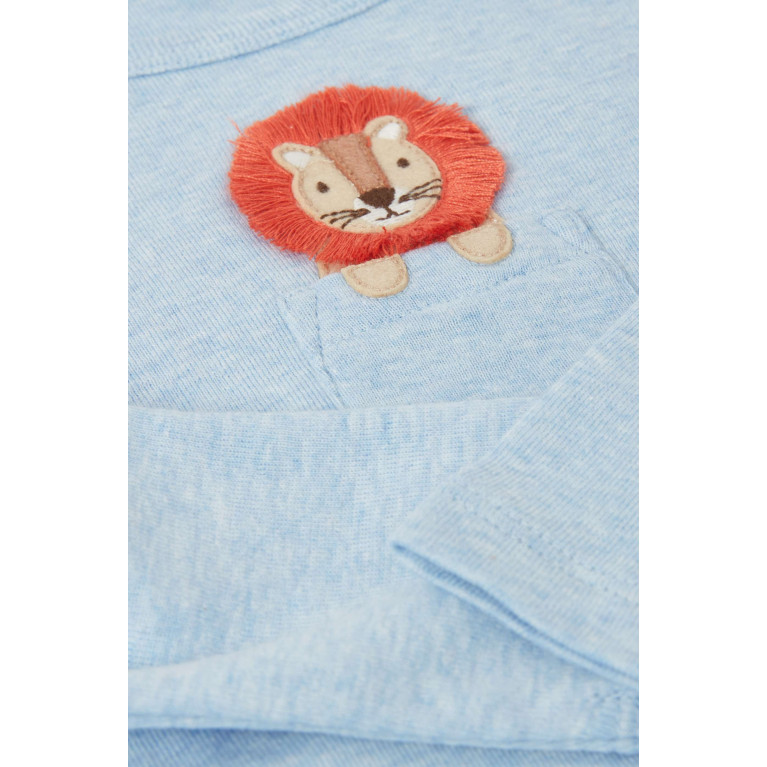 Purebaby - Lion Peekaboo Bodysuit in Organic Cotton Blue