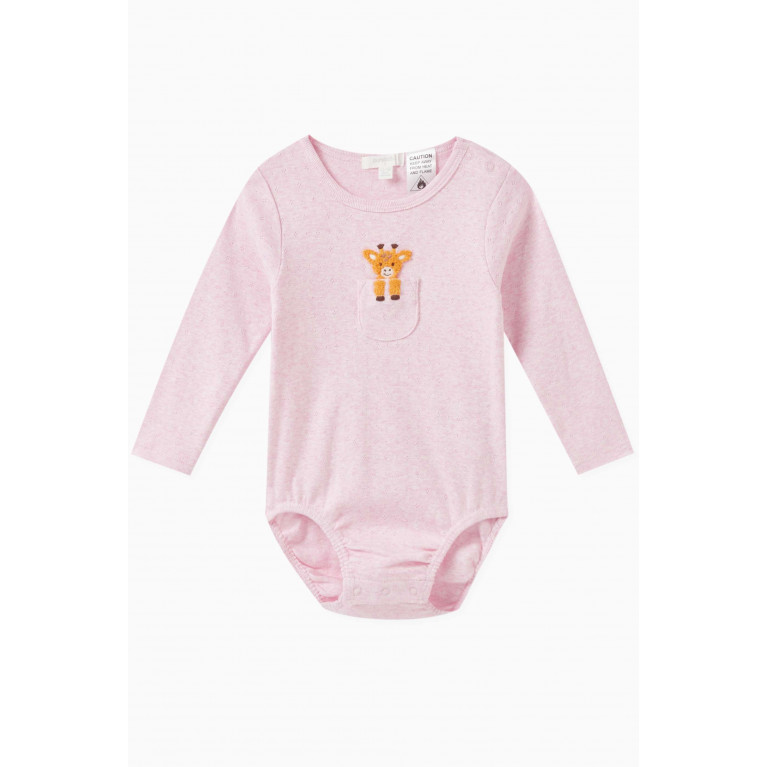Purebaby - Giraffe Peekaboo Bodysuit in Organic Cotton Pink