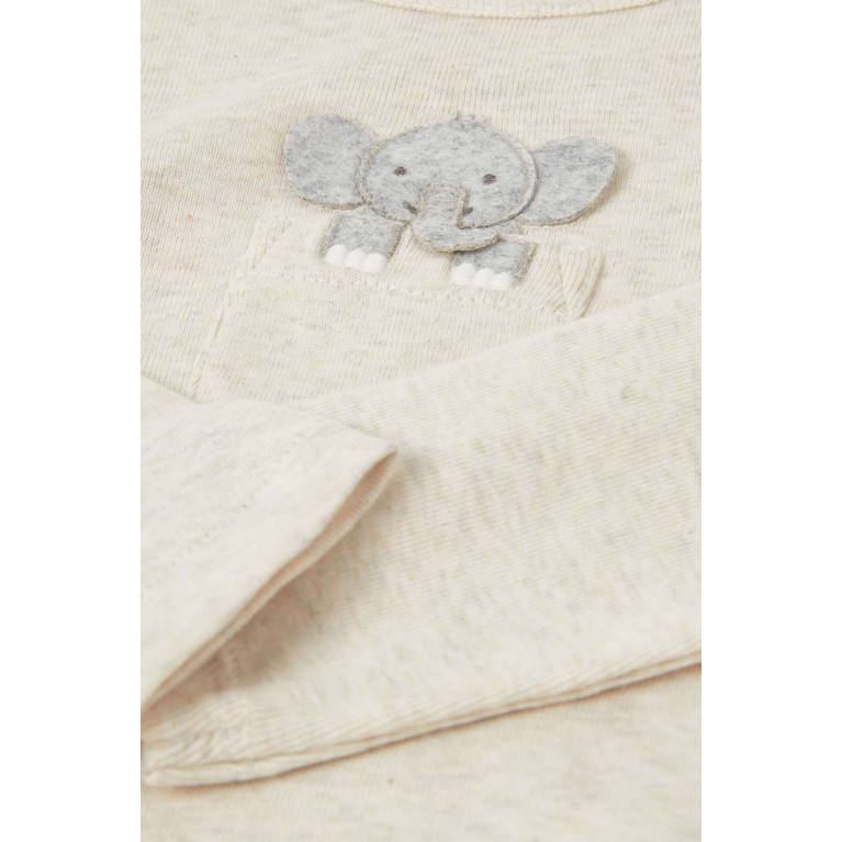 Purebaby - Elephant Peekaboo Bodysuit in Organic Cotton White