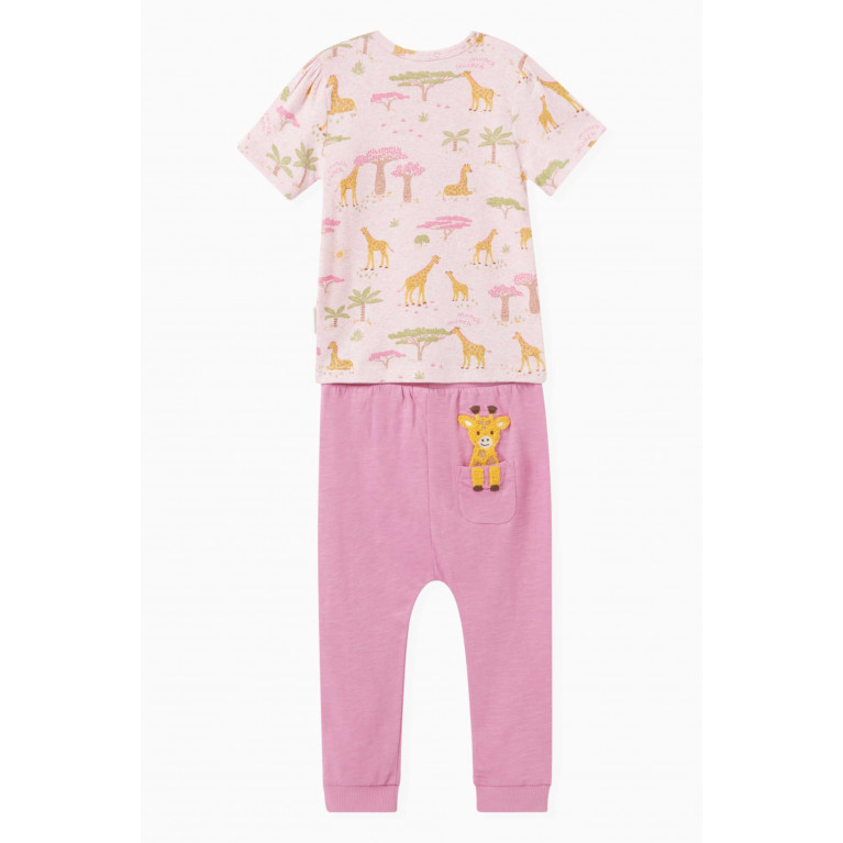 Purebaby - 2-piece Giraffe-print Comfy T-shirt & Pants Set