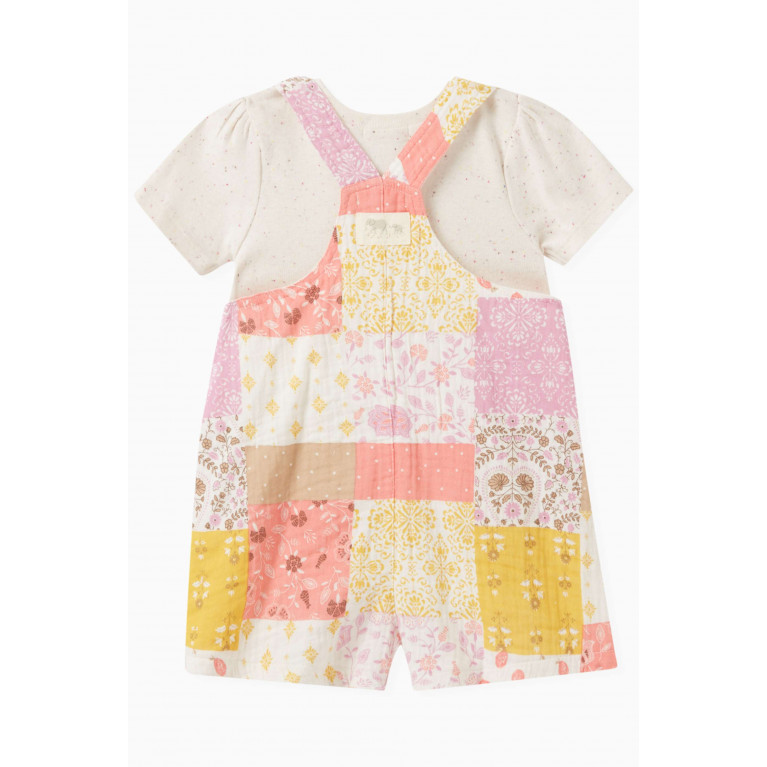 Purebaby - 2-piece Patchwork Overall Set in Organic Cotton