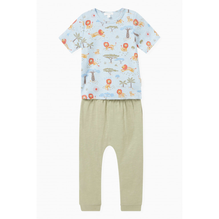 Purebaby - 2-piece Lion-print Comfy T-shirt & Pants Set